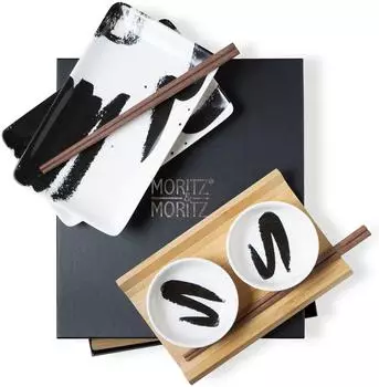 Moritz & Moritz Sushi Geschirr Set 8-teilig für 2 Personen, Porzellan (4003)