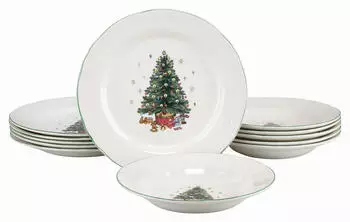 CreaTable Tafelservice Tannenbaum bunt, 12-teilig, Steingut (007768082903)