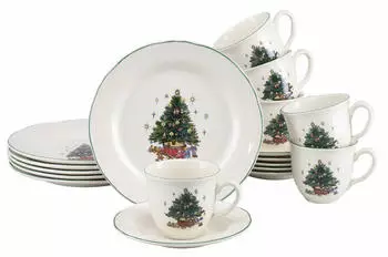 CreaTable Kaffeeservice Tannenbaum 18-teilig, Keramik, bunt (007768082902)