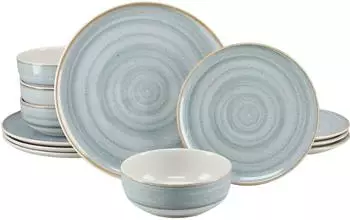 CreaTable Caoba Tellerset 12-tlg. blau, Steingut (32971401-0)