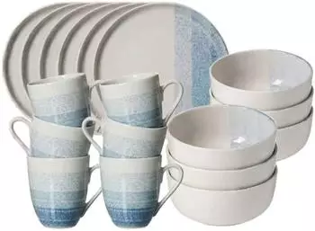 Ritzenhoff & Breker Trio Fr&uuml;hst&uuml;cks-Set 18-teilig, blau, Steinzeug