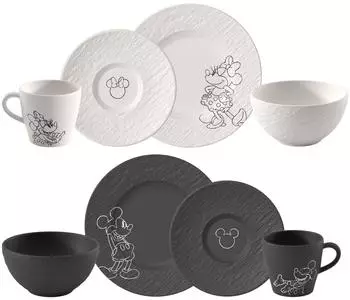Villeroy & Boch Manufacture Mickey Mouse Fr&uuml;hst&uuml;cksservice schwarz, 4-tlg. (1047198704)