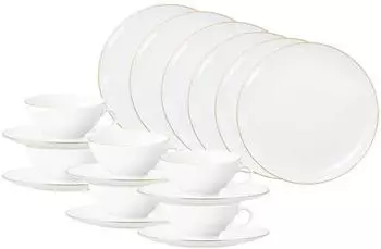 Seltmann Weiden Liberty Goldrand Teeservice, 18-teilig, 140ml, Porzellan