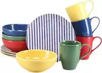 CreaTable Kaffeeservice "Mio Viva Bunt, Service, 12-tlg." Handgemalte Optik,