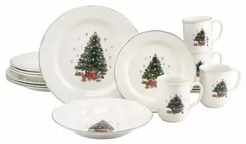 CreaTable Kombiservice Tannenbaum multicolor/wei&szlig;, 16-tlg., Keramik (007768082901)