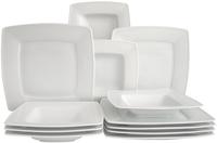 CreaTable Tafelservice "Victoria Weiss" Teller Set, klassisch wei&szlig; f&uuml;r den