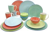 CreaTable Kombiservice "Geschirr-Set Mediterran" Service, 16 Teile, f&uuml;r 4 Personen