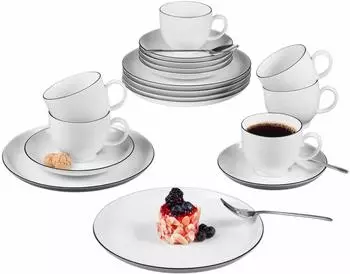 Seltmann Weiden Lido Black Line Kaffeeservice 18 tlg.
