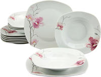 CreaTable Tafelservice "Amelie Aiko, Tafel-Service 12-tlg" Teller Set, Blumendekor