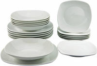 CreaTable Teller-Set "Square Weiss" Teller Set, quadratische Form mit abgerundeten