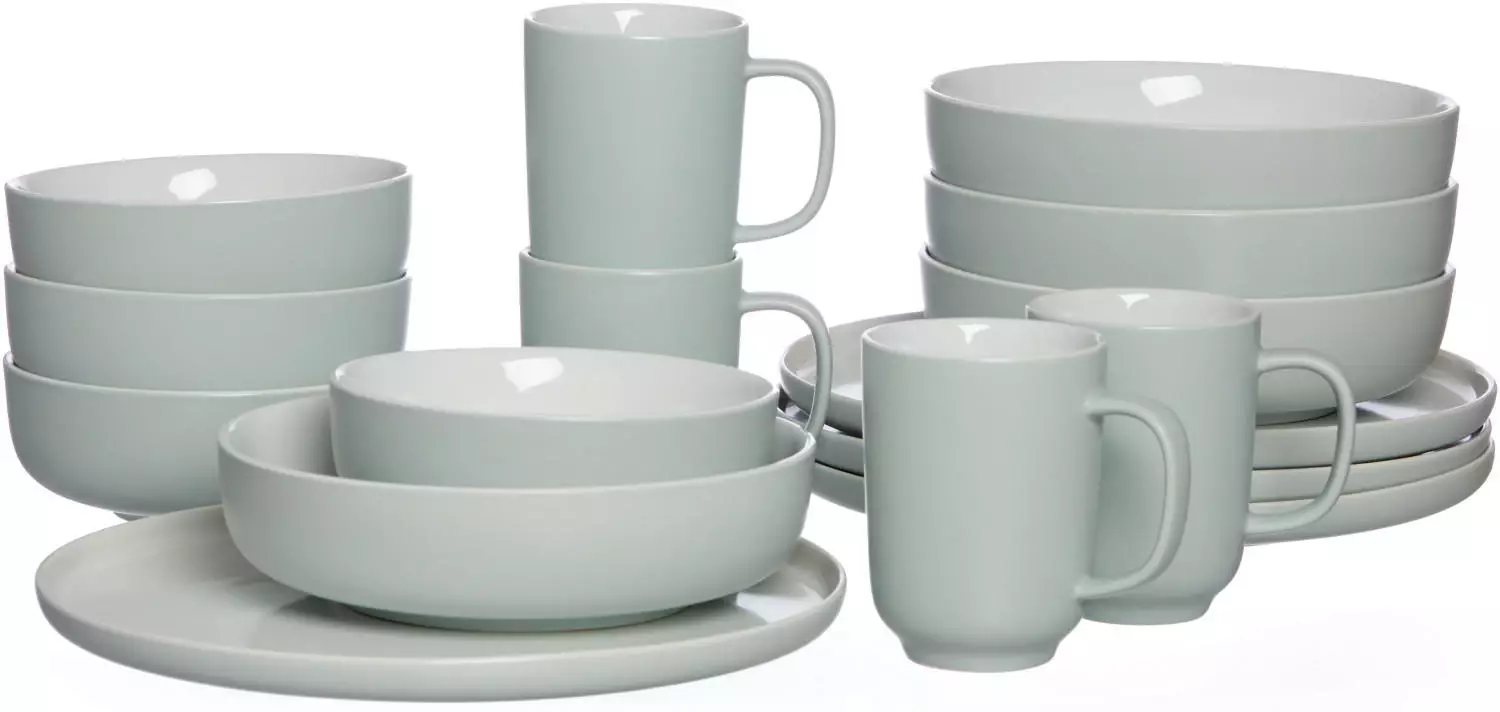 Ritzenhoff & Breker Jasper Puder 32-delig combiservies voor 8 personen | Aardewerk serviesset met elk 8x koffiebekers 170ml, schalen 360ml, soepborden & platte borden | Ontbijt, lunch & koffie