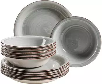 M&auml;ser Lumaca Teller-Set (12-tlg). Vintage Look grau