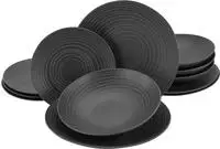 CreaTable Tafelservice "Teller Set, Geschirr-Set Lava Stone" Service, schwarz,