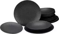 CreaTable Tafelservice "Teller Set, Geschirr-Set Vesuvio" Service, schwarz,