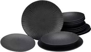 CreaTable Tafelservice Vesuvio schwarz (12-tlg.)