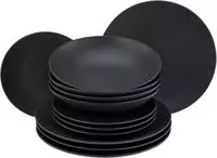 CreaTable Tafelservice "Teller Set, Geschirr-Set Soft Touch Black" Service, schwarz,