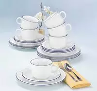 Seltmann Weiden Kaffeeservice "Geschirr-Set, Service Compact Blaurand" Teller,