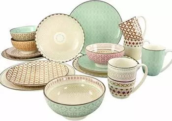 CreaTable Kombiservice Steinzeug 16-teilig Mandala bunt CreaTable Kombiservice Steinzeug 16-teilig Mandala bunt