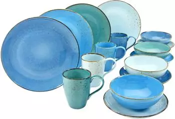 CreaTable Kombiservice Nature Collection (16-tlg.) Aquarius blau CreaTable Kombiservice Nature Collection (16-tlg.) Aquarius blau