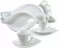 CreaTable Kombiservice "Geschirr-Set ACACIA" Service, wei&szlig;, extravagantes Form, 30