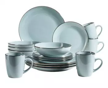 M&auml;ser Kombiservice Metallic Rim (16-tlg.) blau