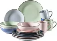 M&Auml;SER Kombiservice "METALLIC RIM, Geschirr-Set, Steinzeug"