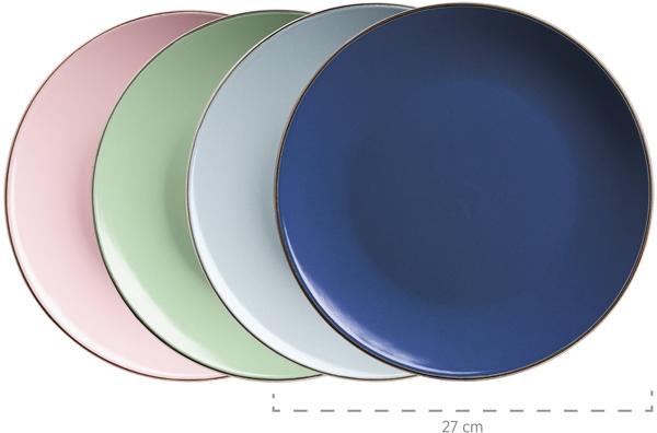 Mäser Kombiservice Metallic Rim (16-tlg.) blau/grün/rosa/dunkelblau
