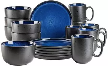 M&auml;ser Fr&uuml;hst&uuml;cksset Niara schwarz/blau (18-tlg.)