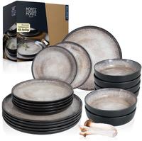 Moritz&Moritz Tafelservice Vida, Porzellan, f&uuml;r 6 Personen, beige, rund, 18-teilig