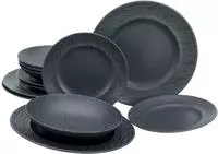 CreaTable Teller-Set "Geschirr-Set Schiefer" Teller Set, Service, schwarz,