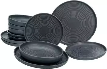 CreaTable Tafelservice Uno Black Lava Stone (12-tlg.)