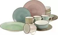CreaTable Kombiservice "Geschirr-Set Samba" Service, handgemalter Spiraldekor, 16