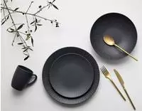 CreaTable Kombiservice Vesuvio Black schwarz Steinzeug 16 tlg. CreaTable Kombiservice Vesuvio Black schwarz Steinzeug 16 tlg.