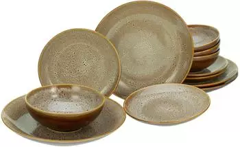 CreaTable Tafelservice Reactive Nostalgic 12-tlg. cognac