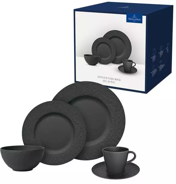 Villeroy & Boch MANUFACTURE ROCK Kombiservice 20-teilig schwarz