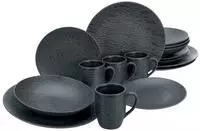 CreaTable Kombiservice "Schiefer Black" robuste, kratzfeste, seidenmatte Glasur