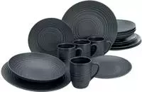 CreaTable Kombiservice "Geschirr-Set Lava Stone" Service, schwarz, erhabenenes