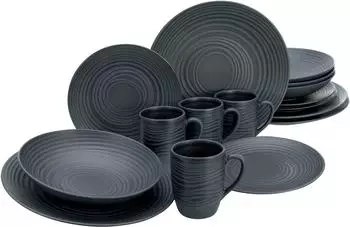 CreaTable Geschirrset Lava Stone Schwarz (16-tlg.)