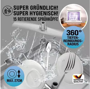 Monzana Table dishwasher water tank 4.5L – Effiziente Reinigung mit verschiedenen Spülprogrammen