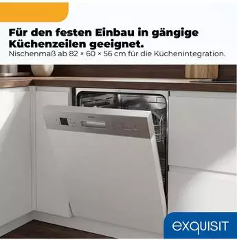 Exquisit EGSP56312-EB-030E – Exquisit EGSP56312-EB-030E – Teilintegrierbarer Geschirrspüler mit durchdachtem Programmangebot