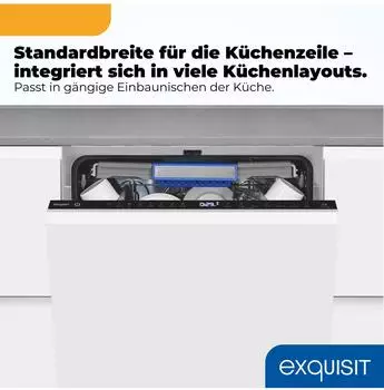 Exquisit EGSP9616-E-450B – Exquisit EGSP9616-E-450B vollintegrierbarer Geschirrspüler mit niedrigem Verbrauch