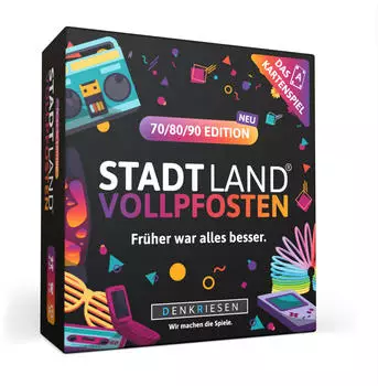 SL3021 Stadt Land Vollpfosten - Das Kartenspiel - 70/80/90 EDITION - Fr&uuml;her war alles besser.