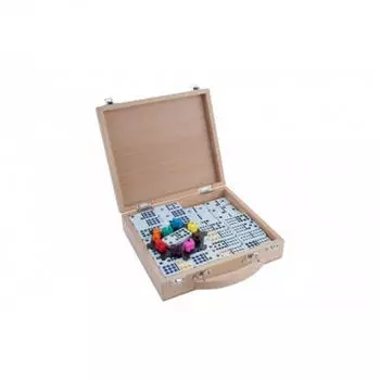 12er Domino Mexican Train im Holzkoffer (04394)