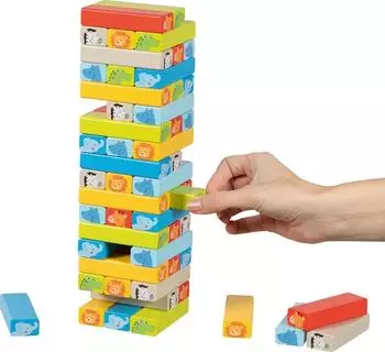 Wackelturm mit Tiermotiven Geschicklichkeitsspiel (56297)