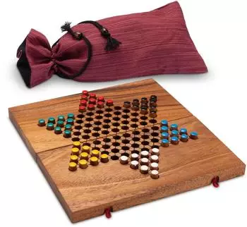 Halma Gr. L für 2–6 Spieler mit Stoffbeutel, 26x27cm (6x10 Spielstecker)