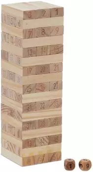 Wackelturm Holzstapelspiel mit Zahlen, 51 Kl&ouml;tze