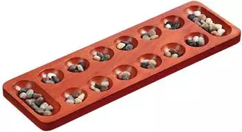 Kalaha Mancala Strategiespiel, Hevea Holz, 44x13x2cm (3001)