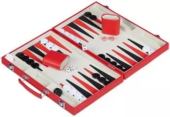 Backgammon-Koffer, rot, 36,5x24cm