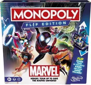 Monopoly Flip Edition: Marvel Brettspiel, 2-4 Spieler, ab 8 Jahren