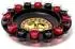 Roulette Trinkspiel 5er-Set, Partyspiel, je 16 Schnapsgläser & 2 Kugeln, rot/schwarz